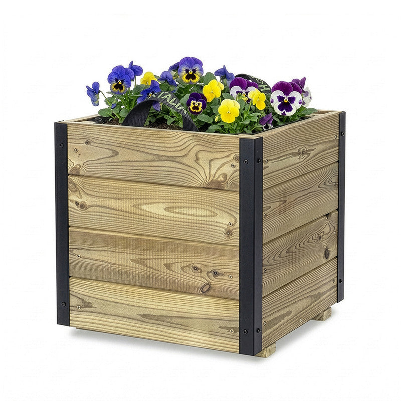 Jardinera Exterior De Madera Con Refuerzo De Aluminio Pun Al Hortalia 40x40x40 Cm_0