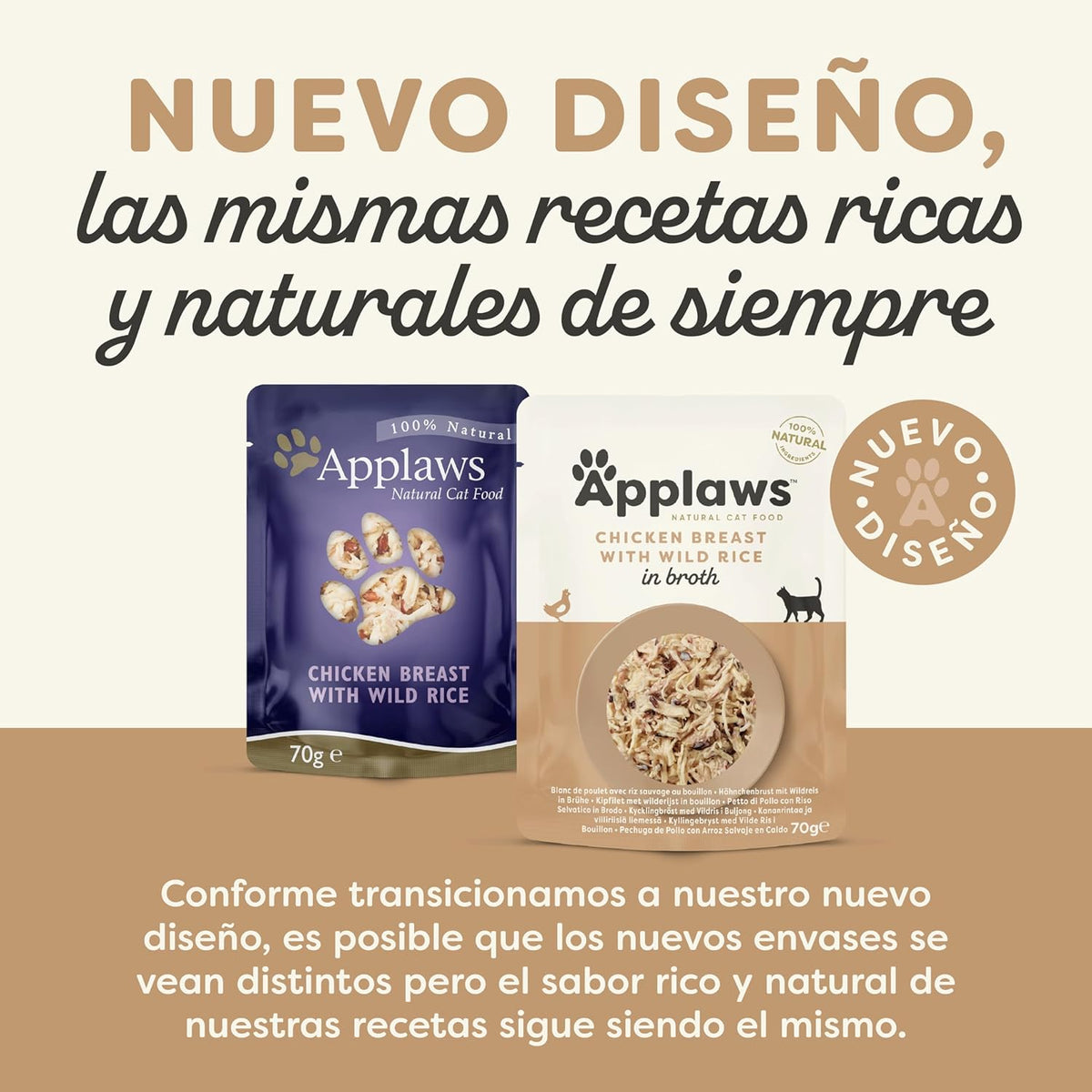 Comida húmeda para gatos Sobre Pollo con arroz salvaje 70 g Applaws Cat