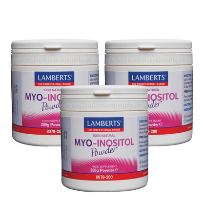 Pack 3x MYO Inositol en polvo, Lamberts, 200 g