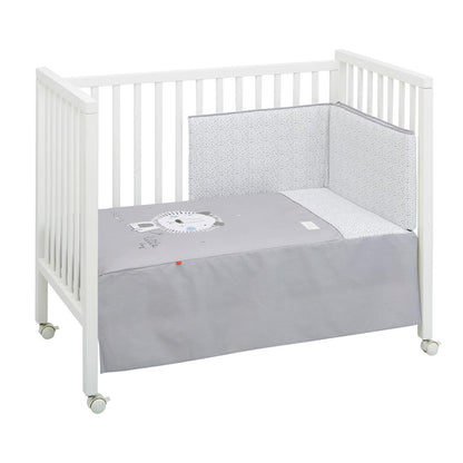 Juego de colcha + protector para cuna de BE 60x120 cm. varios colores Lion gis