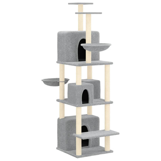 Rascador Para Gatos Con Postes De Sisal Gris Claro 180 Cm_0
