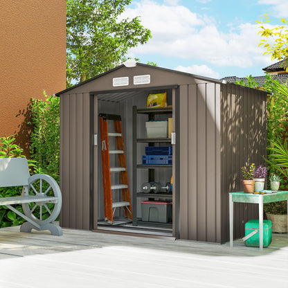 Outsunny Cobertizo De Jardín Base Sin Suelo 213x130x185 Cm Con 2 Puertas Marrón_3