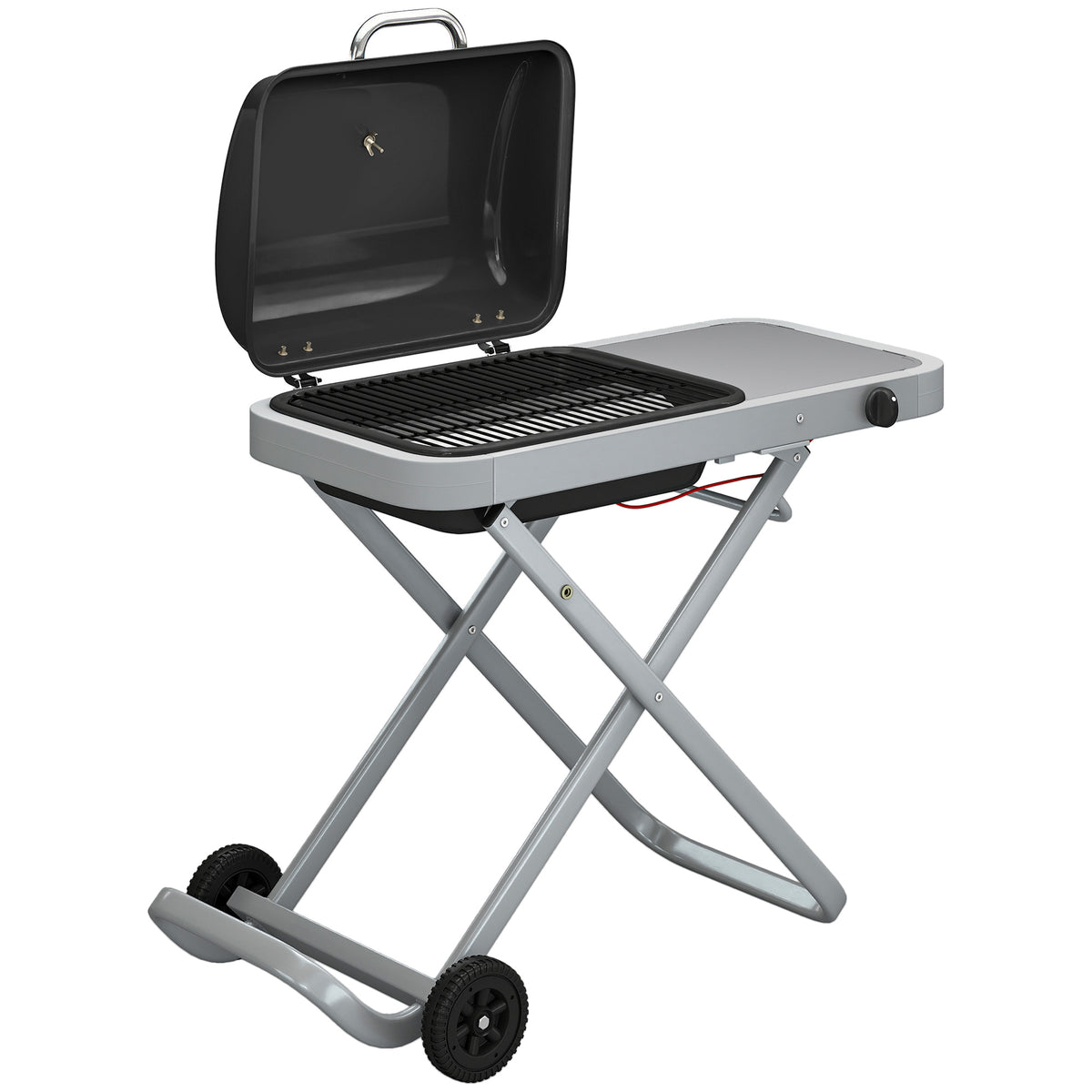 Outsunny Barbacoa De Gas Plegable Con Quemador 2,5 Kw Con Ruedas Mesa Lateral_0