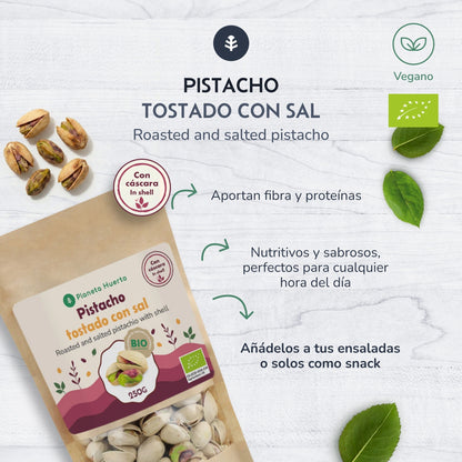 Pistacho en cáscara tostado y salado ECO Planeta Huerto 250 g