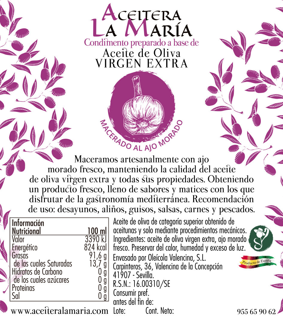 Aceite De Oliva Virgen Extra Macerado Al Ajo Morado 50 Cl Pet_3