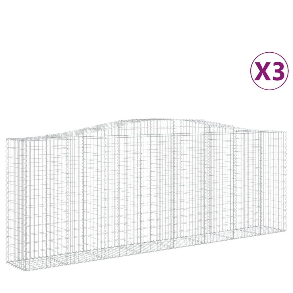 Cestas De Gaviones 3 Uds Forma De Arco Hierro 400x50x140/160 Cm_0