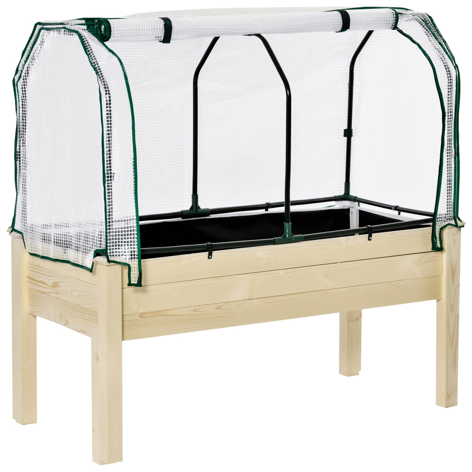 Outsunny Huerto Urbano Cultivo Elevado De Madera 121x55x117 Cm Con Cubierta De_0