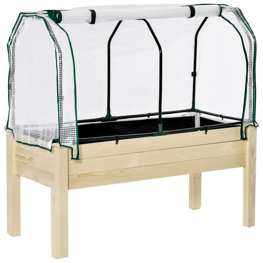 Outsunny Huerto Urbano Cultivo Elevado De Madera 121x55x117 Cm Con Cubierta De_0