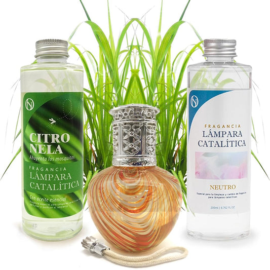 Pack Ahorro Lámpara Catalítica Orange Waves + Fragancia Citronela 500ml + Limpiador Neutro 200ml + Mecha Repuesto_0