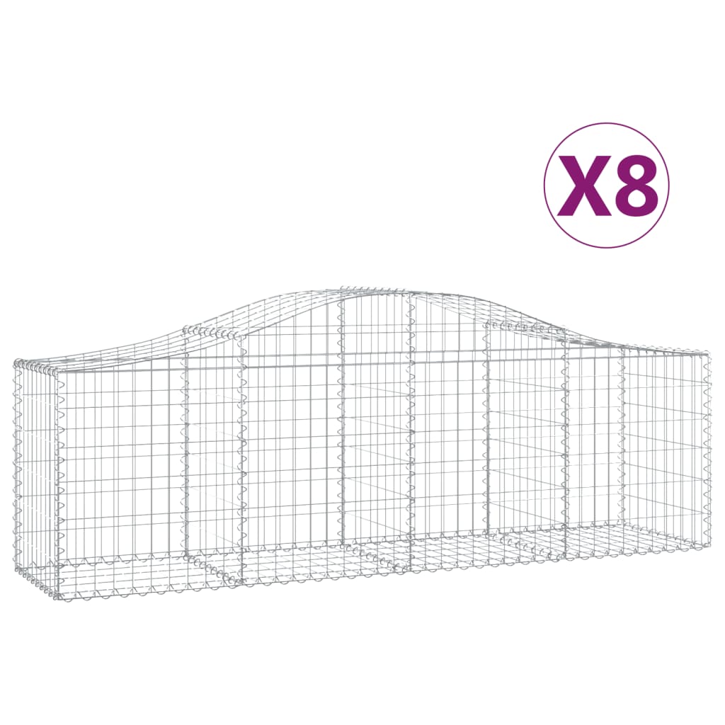 Cestas De Gaviones 8 Uds Forma De Arco Hierro 200x50x60/80 Cm_0