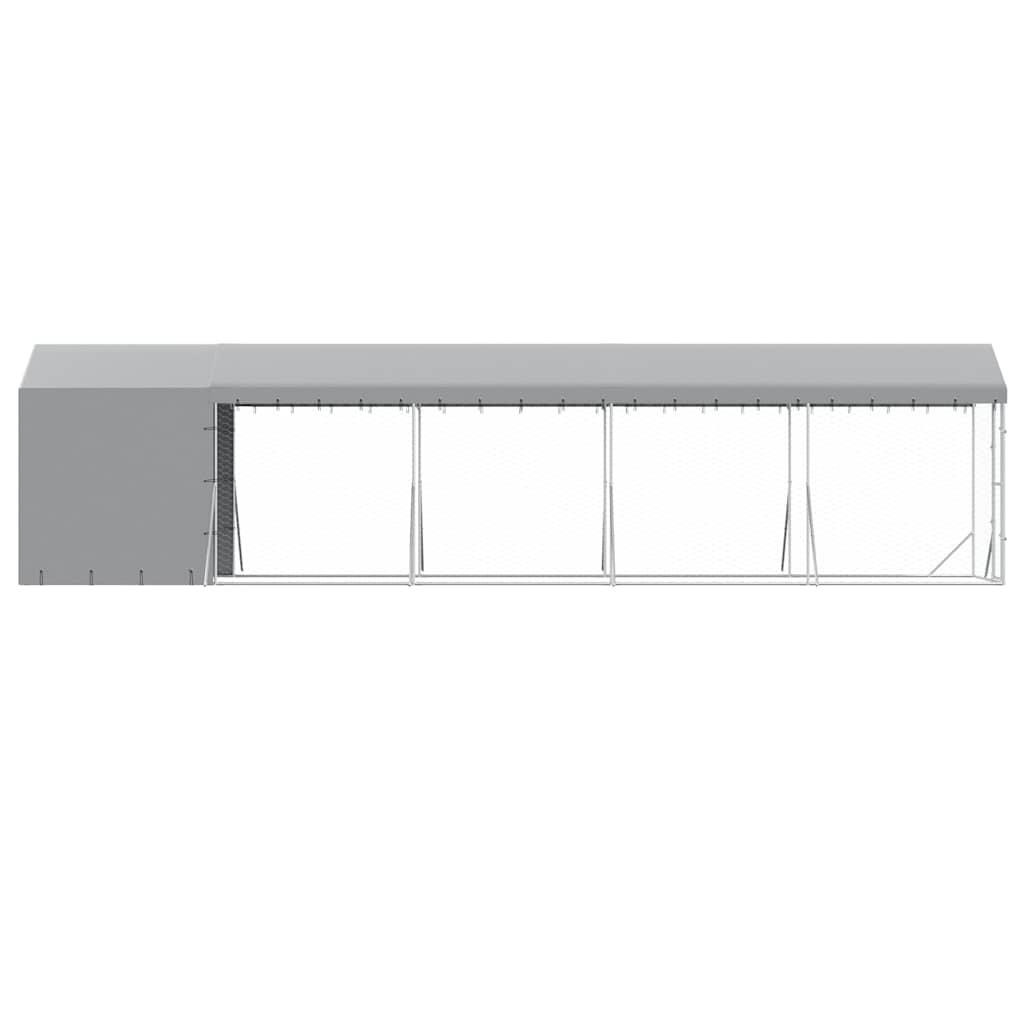 Perrera De Exterior Con Toldo Acero Galvanizado Plata 2x10x2,5m_5