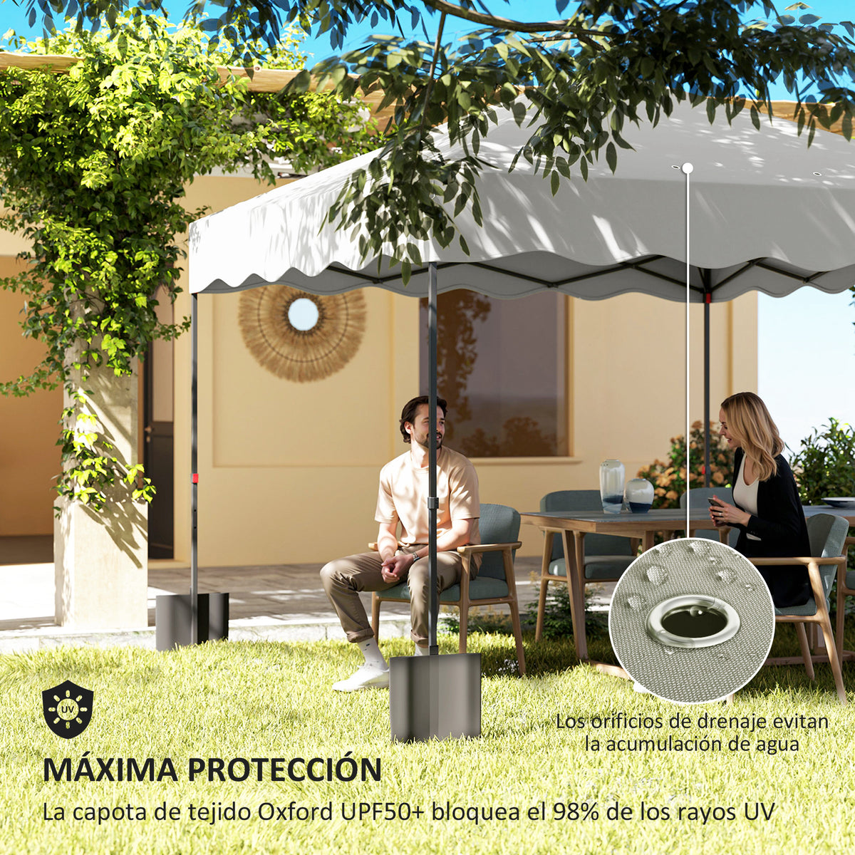 Outsunny Carpa Plegable Pop-up Gazebo 3x3 M Con Protección Uv 50+ Blanco_5