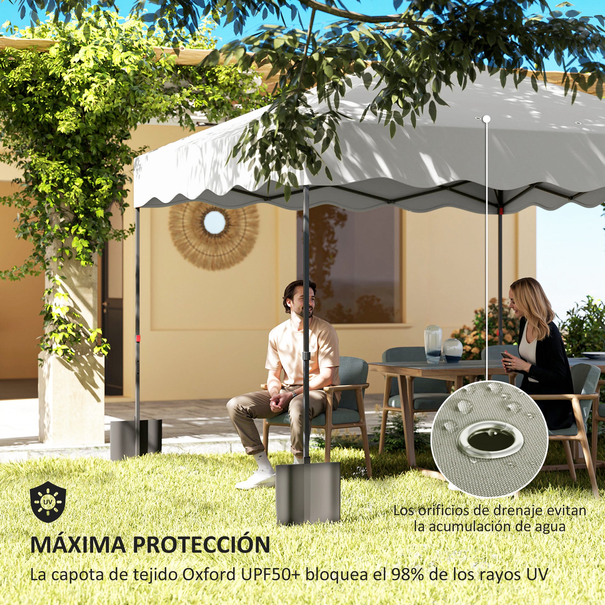 Outsunny Carpa Plegable Pop-up Gazebo 3x3 M Con Protección Uv 50+ Blanco_5