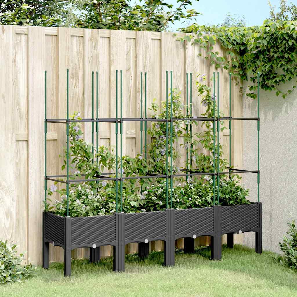 Jardinera Con Enrejado Pp Negro 160x40x142,5 Cm_1