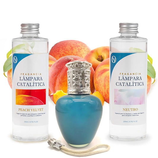 Pack Ahorro Lámpara Catalítica Aqua Marina + Fragancia Peach Velvet 500ml + Limpiador Neutro 200ml + Mecha De Repuesto_0