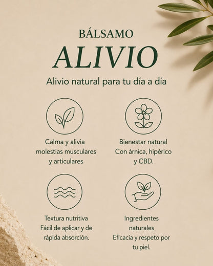 Bálsamo de masaje para molestias musculares y articulares con 10% CBD, Árnica e Hipérico | ALIVIO 50 ml_1