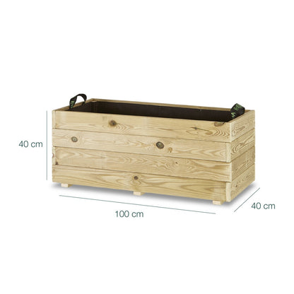 Jardinera Rectangular De Madera Tratada Para Exterior Ghio Hortalia 100x40x40 Cm_5