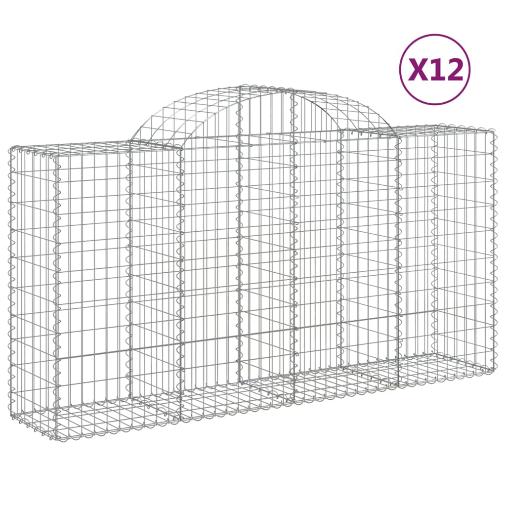 Cestas De Gaviones 12 Uds Forma Arco Hierro 200x50x100/120 Cm_0