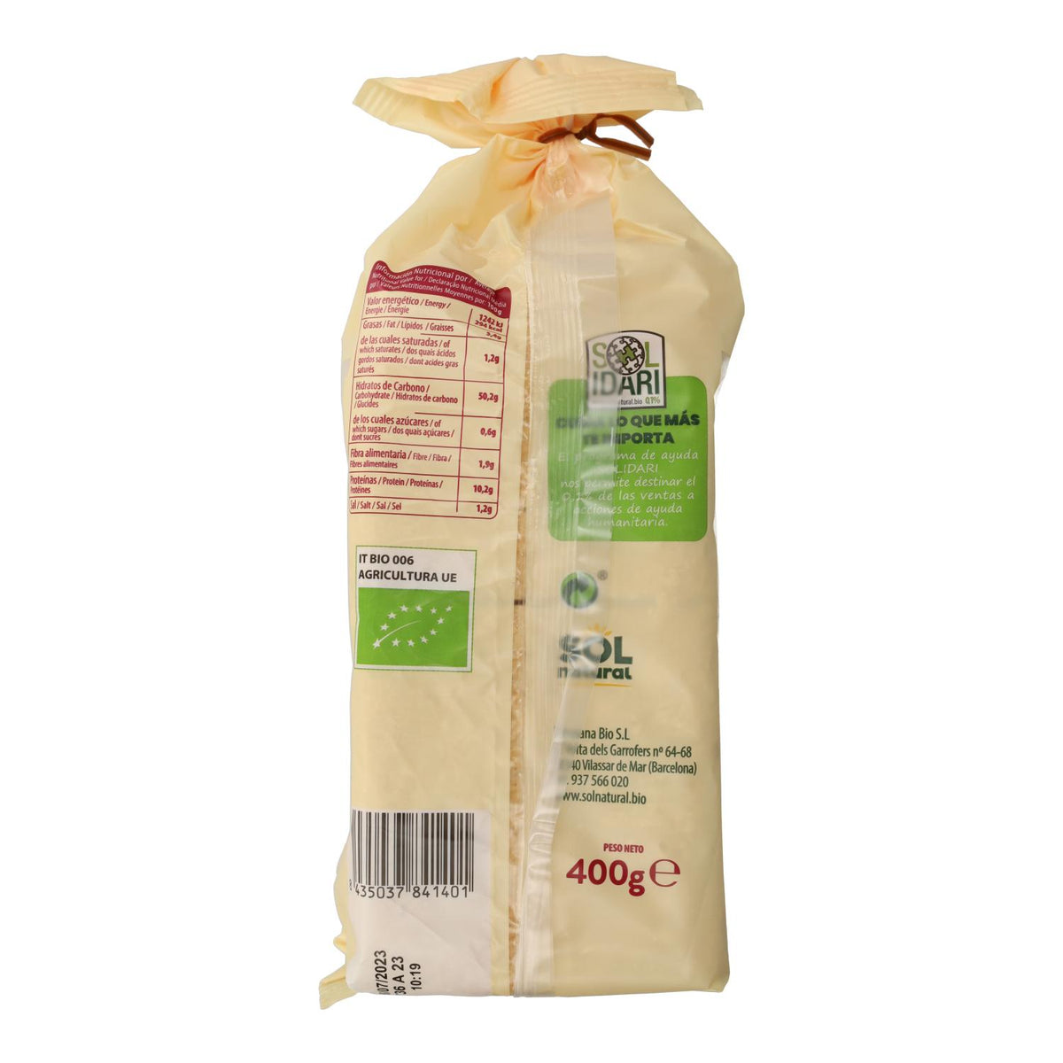 Bio pan tierno de espelta envase Sol Natural 400 g