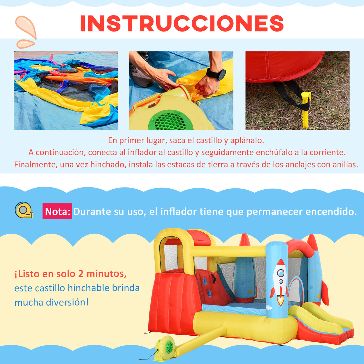Outsunny Castillo Hinchable Con 2 Toboganes Cama De Salto Piscina 330x265x185 Cm_5