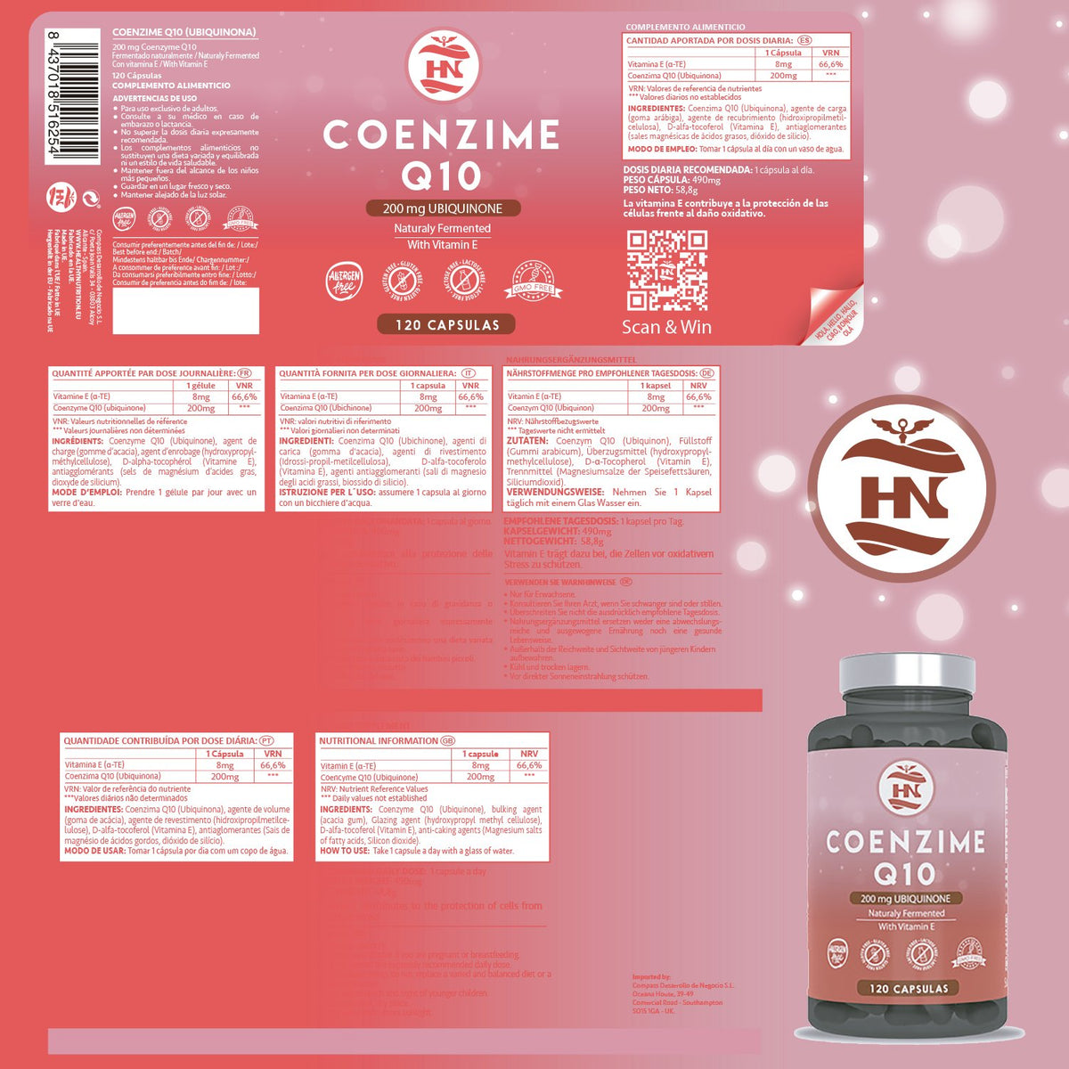 Pack 2 X Coenzima Q10 200mg + Vitamina E - 2 X 120 Cápsulas - Complemento Alimenticio_2