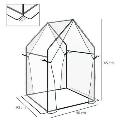 Outsunny Invernadero De Jardín Con 2 Puertas Anti-uv 90x90x145 Cm Transparente_2