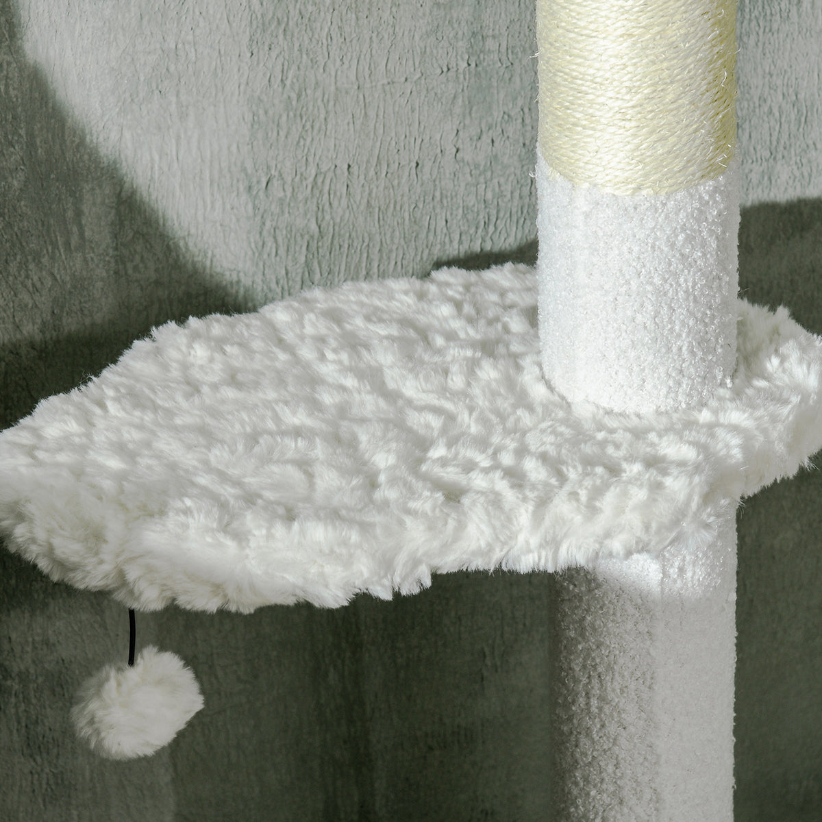 Árbol Rascador Para Gatos De Suelo A Techo Ajustable 48x32x225-255 Cm Blanco_4
