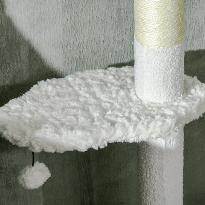 Árbol Rascador Para Gatos De Suelo A Techo Ajustable 48x32x225-255 Cm Blanco_4