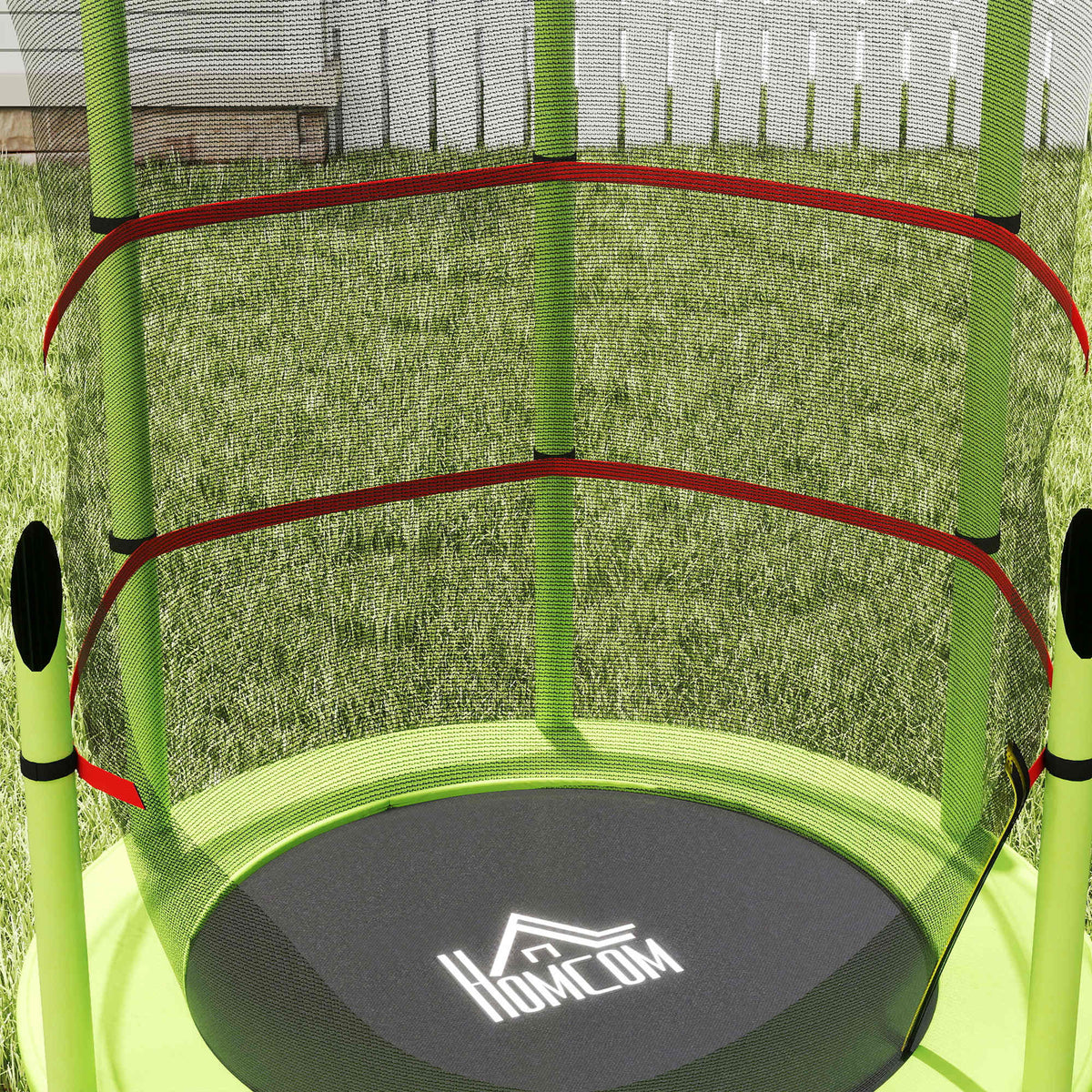 Homcom Cama Elástica Infantil Con Red De Seguridad Ø140x190 Cm Verde_4