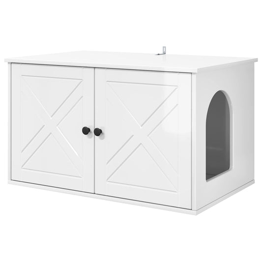 Casa Para Gatos Brillante 85 X 55 X 50 Cm Madera De Ingeniería_0