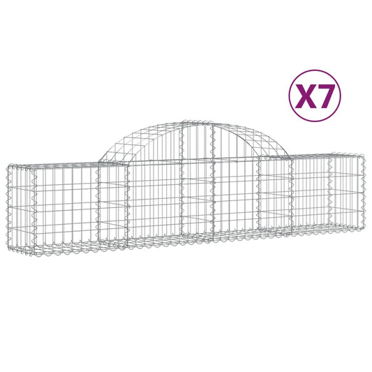 Cestas De Gaviones 7 Uds Forma De Arco Hierro 200x30x40/60 Cm_0