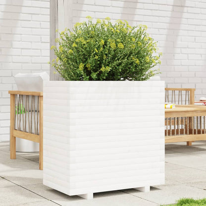 Jardinera Madera Maciza De Pino Blanco 70x40x72,5 Cm_2