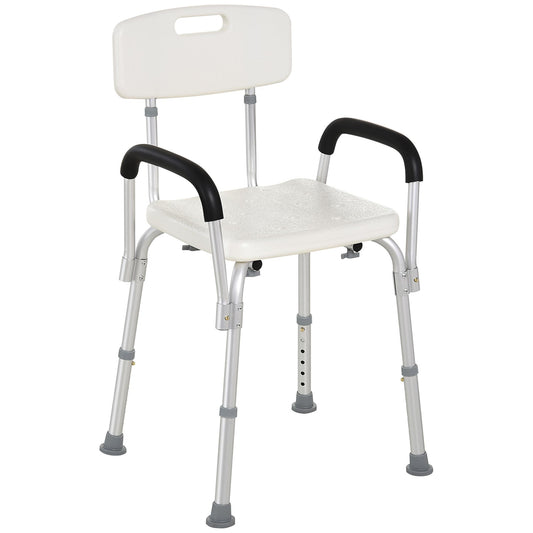 Silla De Ducha Homcom Blanco Y Plata 47x50x87 Cm_0