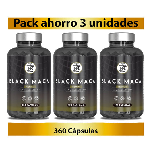 Pack 3 X Black Maca 20:1 Con L-arginina, Zinc Y Vitaminas B6 Y B12 - 3 X 120 Cápsulas Vegetales_0