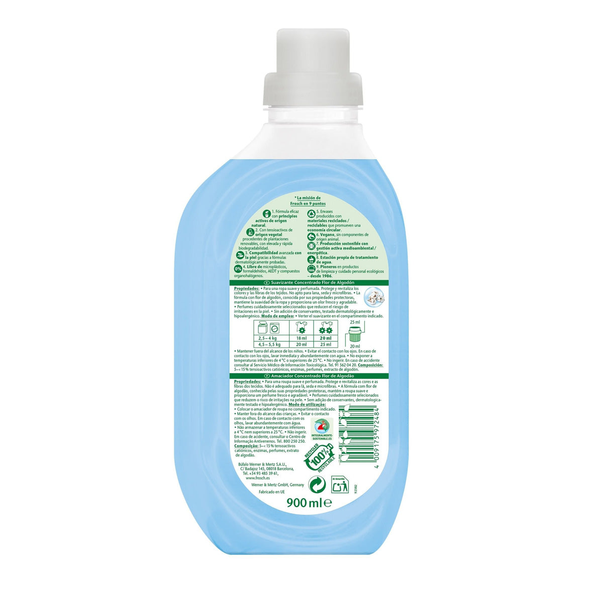 Pack 10x Suavizante Flor Algodón Frosch 900 ml