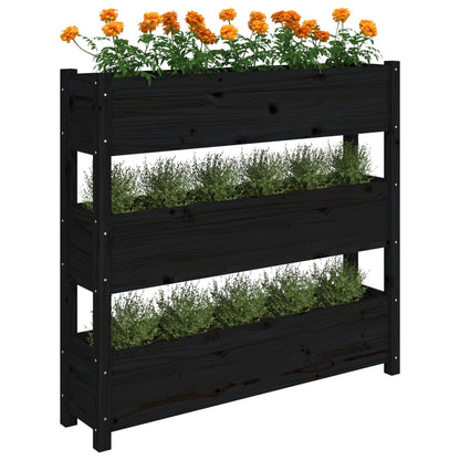 Jardinera De Madera Maciza De Pino Negro 112x25x104,5 Cm_3