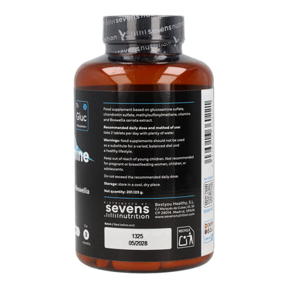 Glucosamina con Condroitina MSM Boswellia Vitaminas C y D3 Sevens Nutrition 180 cápsulas
