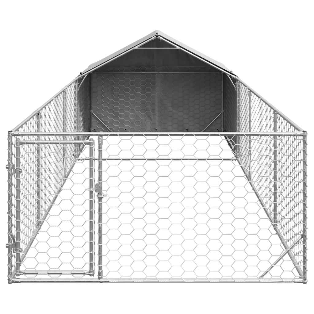 Caseta Perros Exterior Con Corral 6x2x1,5 M Acero Galvanizado_2