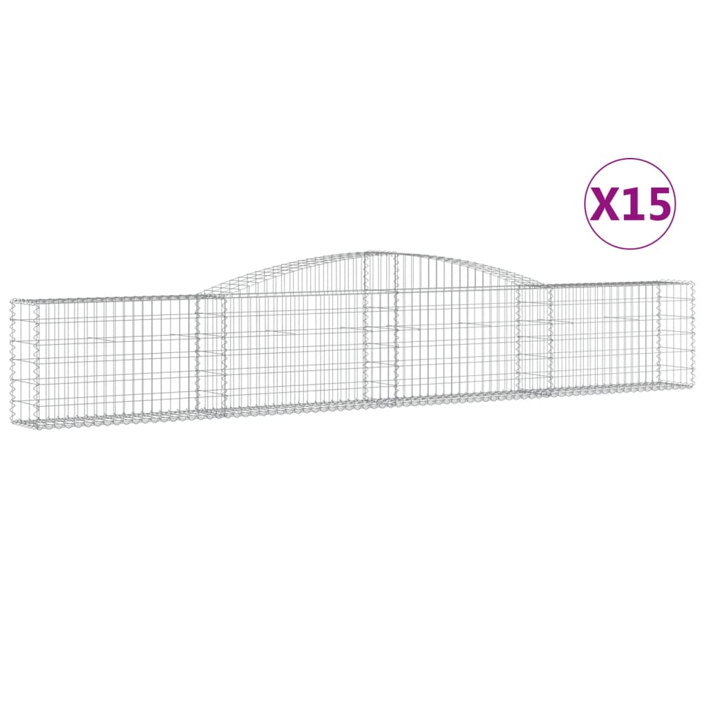 Cestas De Gaviones 15 Uds Forma De Arco Hierro 400x30x60/80 Cm_0