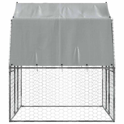 Jaula Para Perros Con Techo Y Puerta Acero Galvanizado Plateado_4
