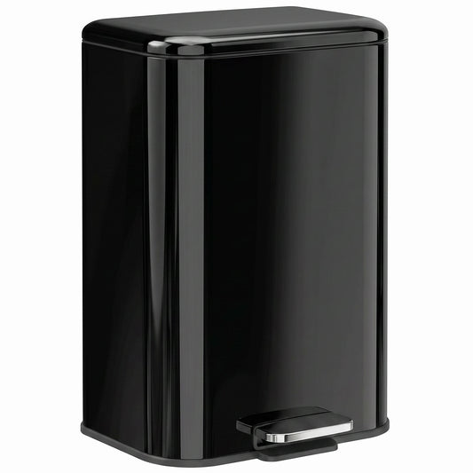 Caixote Do Lixo Homcom Aço Galvanizado, Pp Preto 32.5x27.8x48 Cm_0
