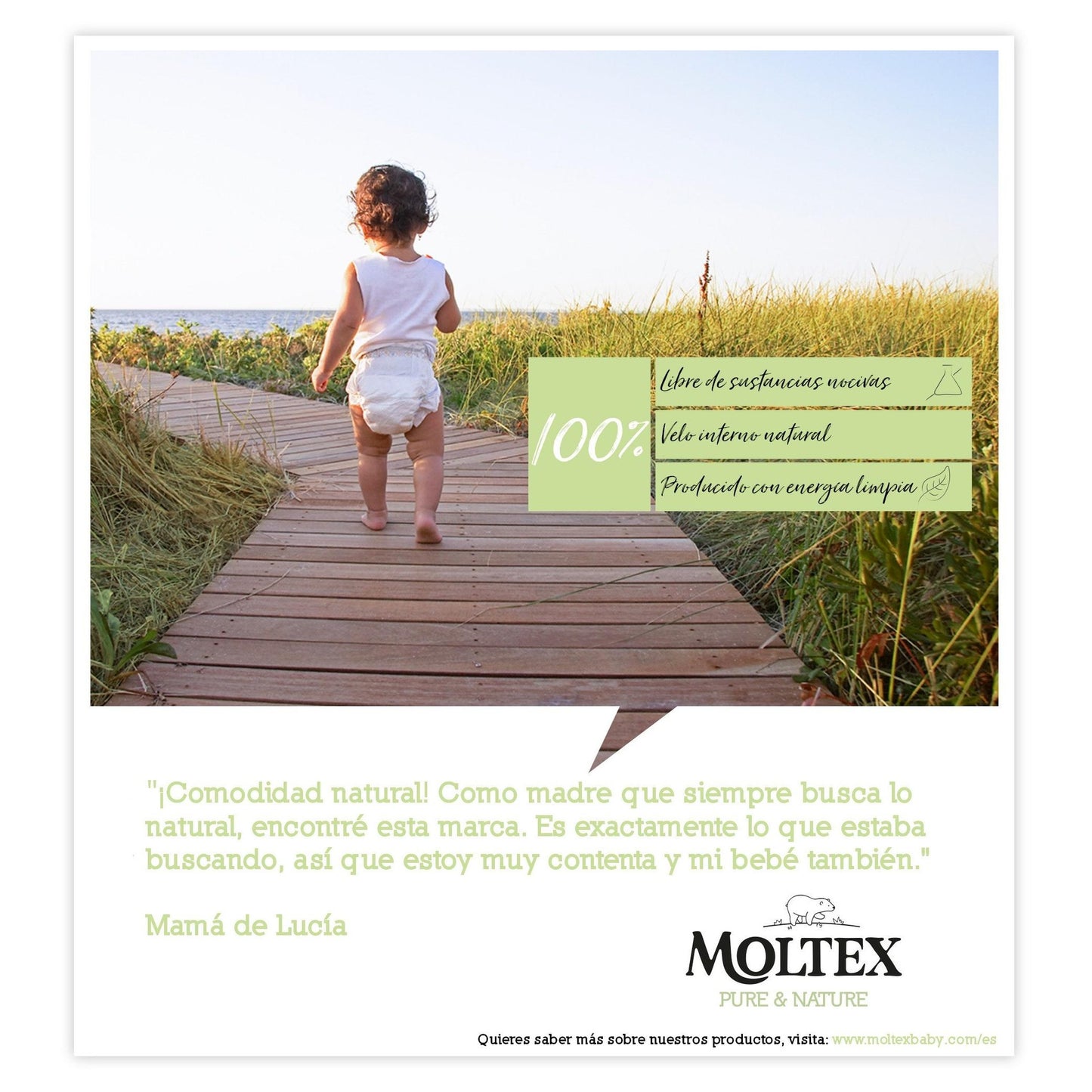 Pañales T3 (4-10 kg)  Moltex Pure & Nature, 56 Uds