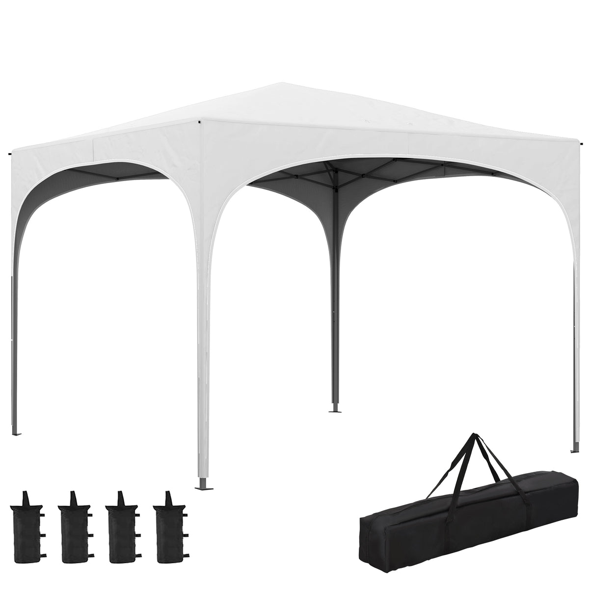 Outsunny Carpa Plegable 3x3 M Altura Ajustable Con Bolsa De Transporte Blanco_0