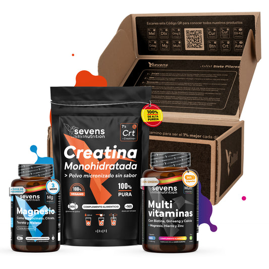Pack Rendimiento. Con Creatina, Magnesio y Multivitaminas. Sevens Nutrition. Energía y Rendimiento_0