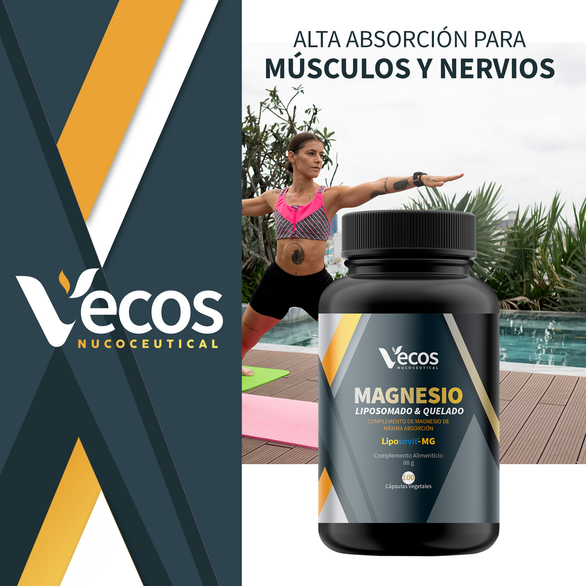 Magnesio Liposomado Y Quelado Vecos 100 Cápsulas | Alta Biodisponibilidad | Liposovit®_1