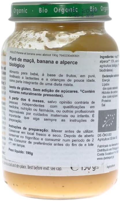 Tarrito ECO de Manzana, Plátano y Albaricoque +6 meses Holle 190 g
