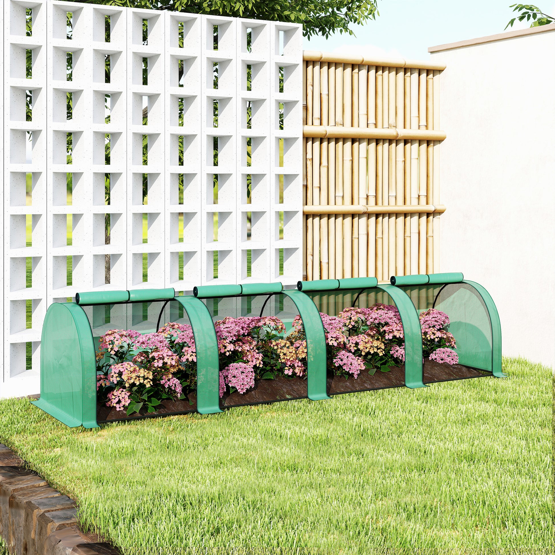 Outsunny Invernadero Con 4 Ventanas Estructura De Acero Y Pe 400x100x80 Cm Verde_4