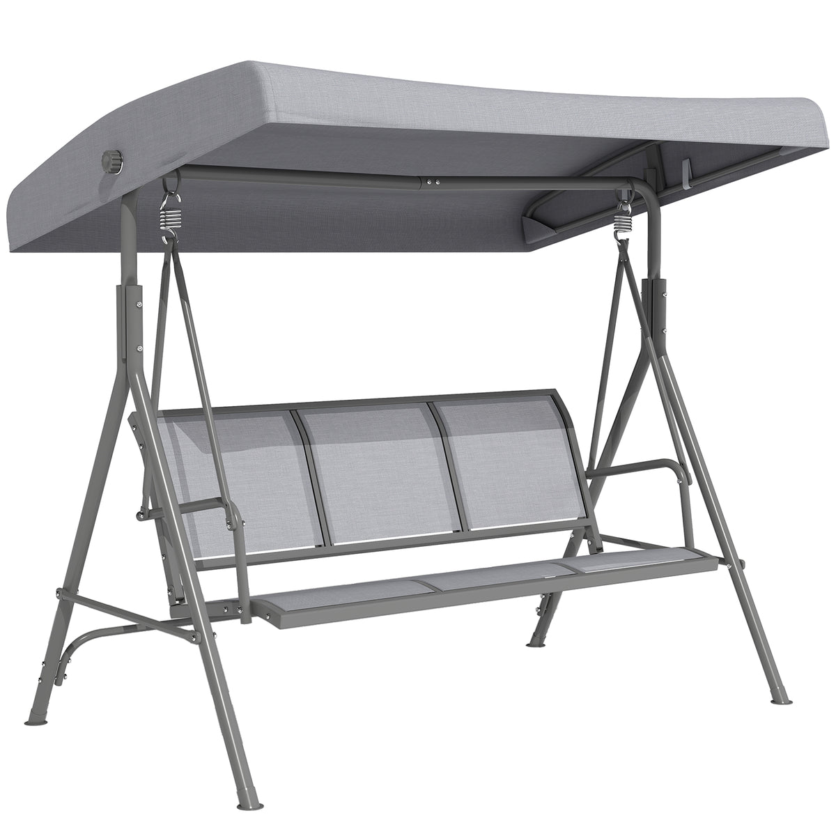 Outsunny Columpio Balancín De Jardín De 3 Plazas Con Techo Ajustable 175x118x159 Cm Gris_0