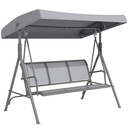 Outsunny Columpio Balancín De Jardín De 3 Plazas Con Techo Ajustable 175x118x159 Cm Gris_0