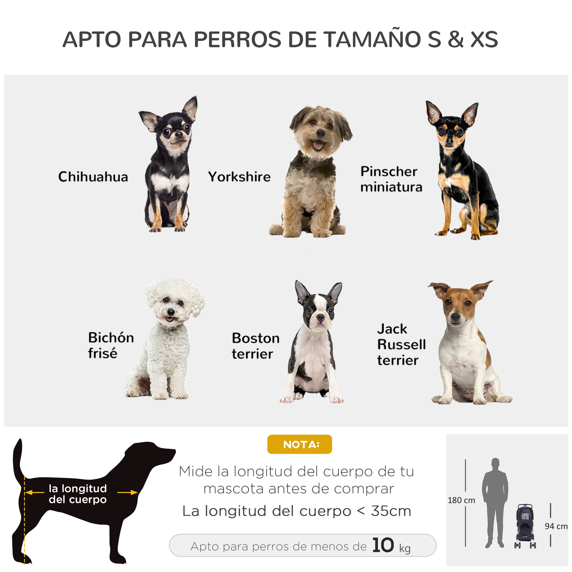 Pawhut Cochecito Para Mascotas Plegable Con Toldo Ajustable 77x45x99,5 Cm Negro_3